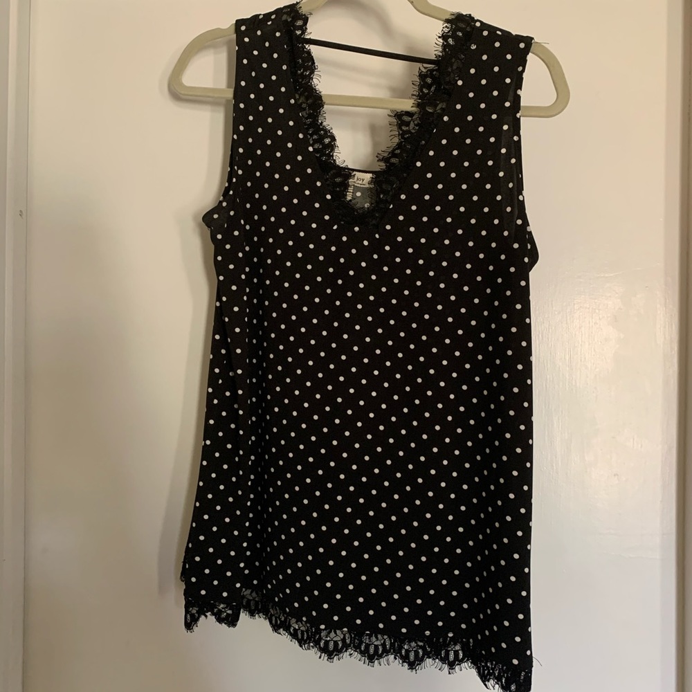 Black with white polka dot tank top